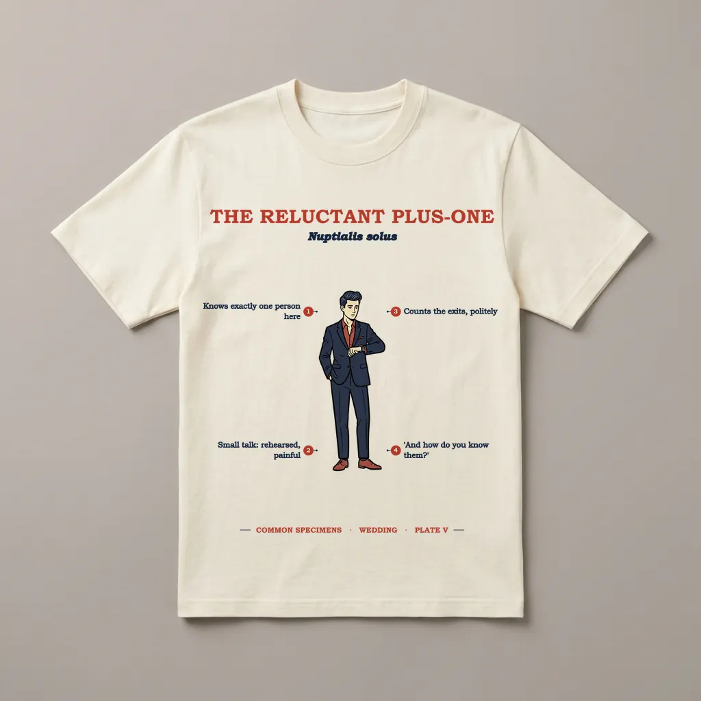 THE RELUCTANT PLUS-ONE, printed on a tee