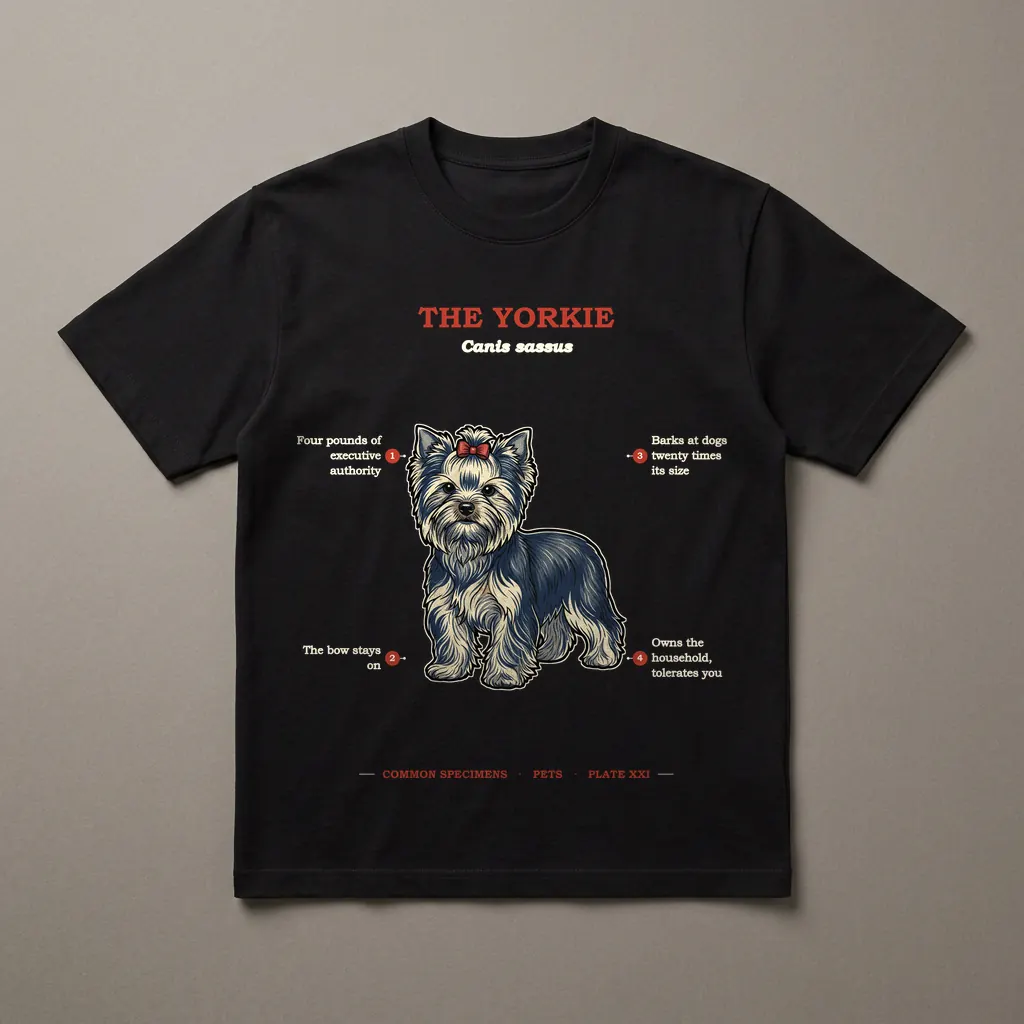 THE YORKIE, printed on a dark garment