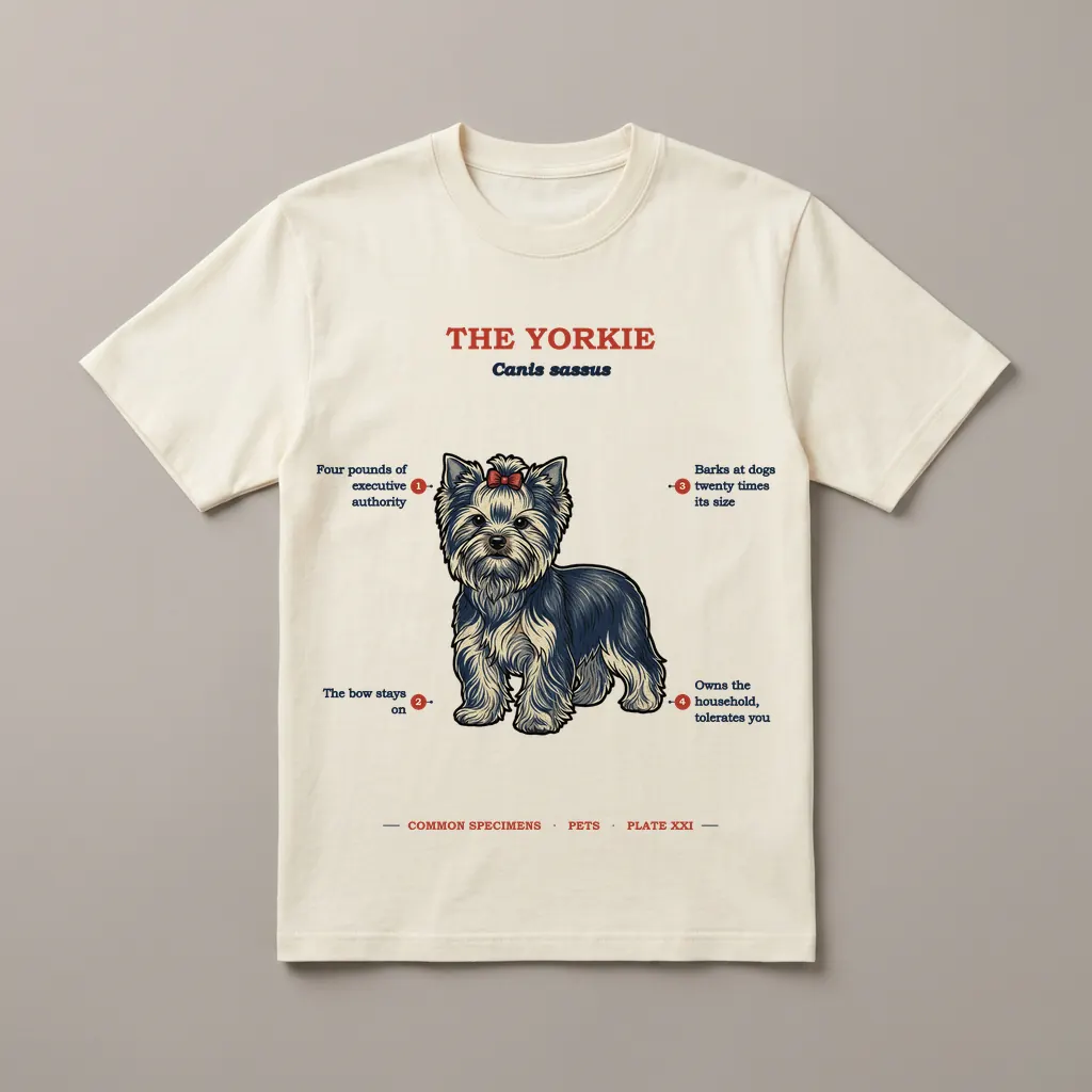 THE YORKIE, printed on a tee